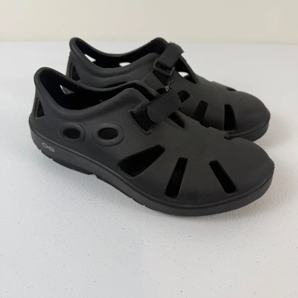 OOFOS OOmg OOcando Black Recovery Sandals Mens 8 Womens 10 EU 41 Adjustable